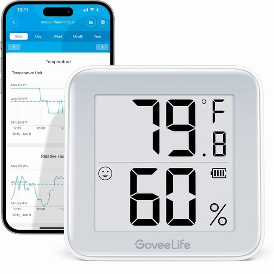  GoveeLife E-Ink 蓝牙智能湿度温度计4.7折 13.19加元！