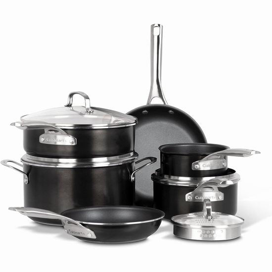  历史新低！Cuisinart 美膳雅 Gca-10c Greengourmet Pro 20倍耐用 弹性不粘底锅具10件套4折 127.3加元包邮！