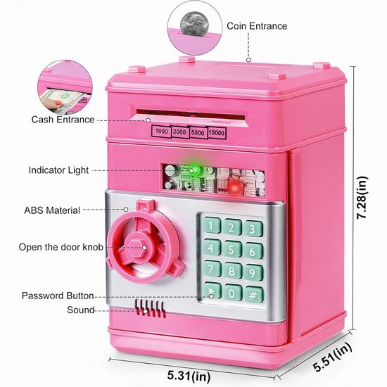  Refasy 儿童玩具保险箱 电子密码存钱罐5.3折 24.47加元起！多色可选！