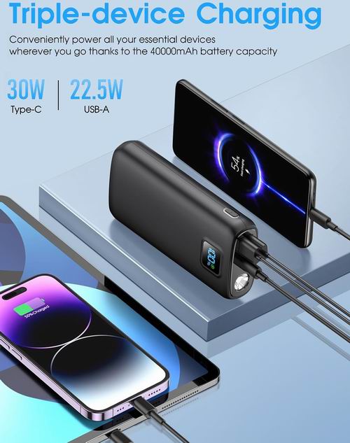  LOVELEDI 40000mAh 超大容量 PD 30W QC 4.0 快速移动电源/充电宝 39.99加元（原价 59.99加元）