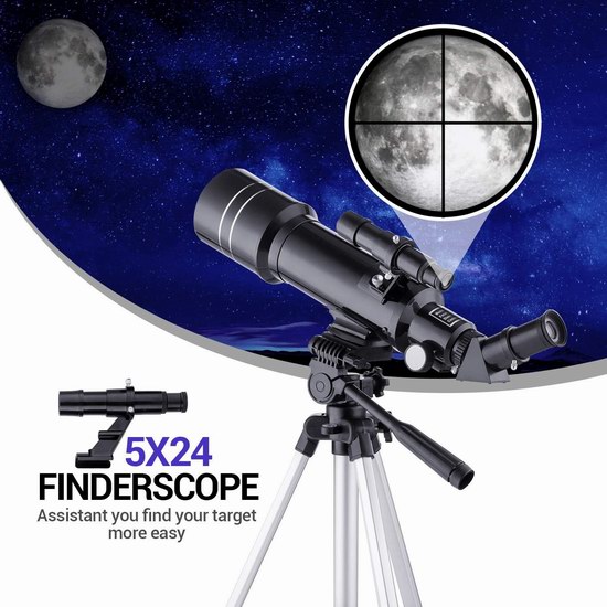  BNISE 70mm 16~67X 折射天文望远镜5折 49.99加元包邮！