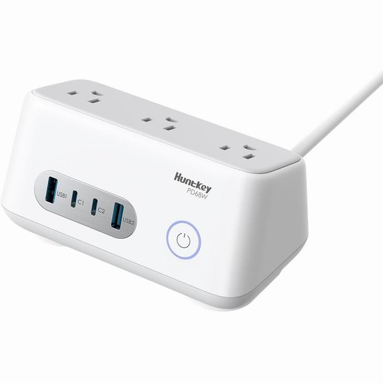  Bug白菜价！历史新低！Huntkey 68W 3插座 + 3 USB充电 插线板/充电站2.6折 29.16加元限量特卖并包邮！送价值18.99加元USB集线器！
