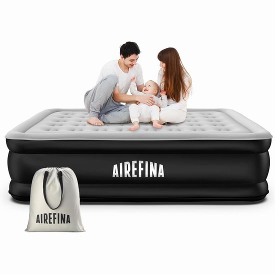  Airefina 18英寸Queen充气床垫6.2折 99.99加元包邮！内置电动泵！