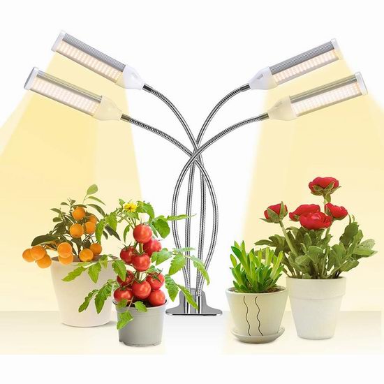  白菜价！历史新低！LONAOO 4灯头 育苗神器 自动定时 LED植物培育生长灯3.8折 19.34加元包邮！