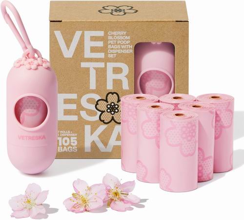  VETRESKA  宠物樱花便便袋 带分配器 105个装 12.34加元