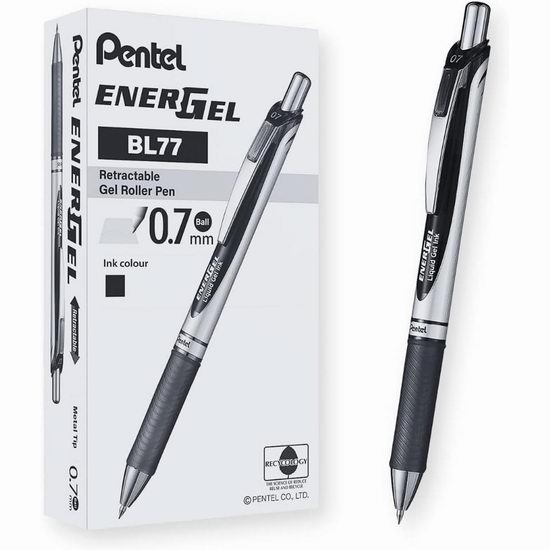  白菜速抢！历史新低！Pentel 派通 EnerGel 超速干 黑色凝胶中性笔12件套2.7折 10.3加元！