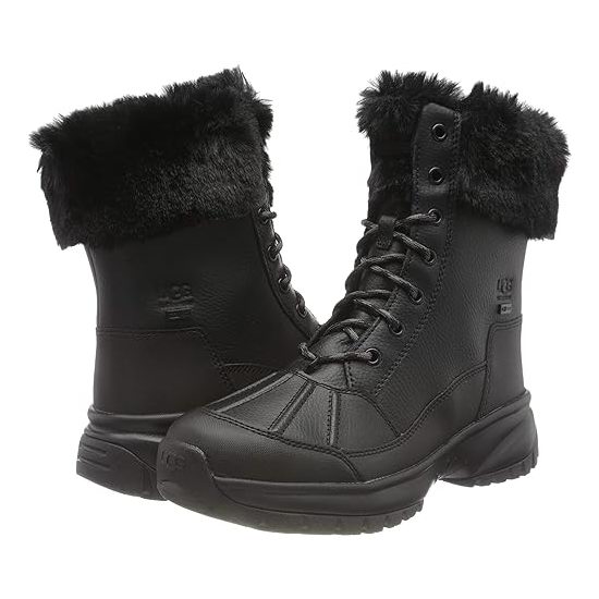  UGG YOSE 女式黑色真皮雪地靴6折 125.98加元包邮！