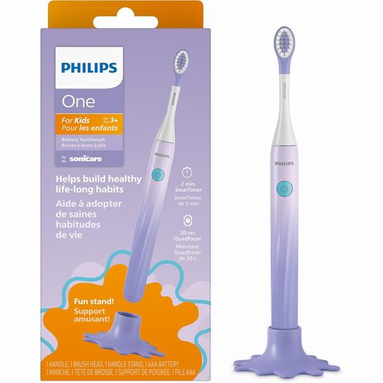  Philips One HY1130/01 飞利浦 高颜值 儿童声波电动牙刷7.6折 18.99加元！