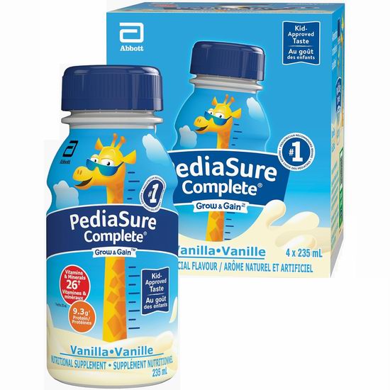  雅培 PediaSure Complete 小安素奶制品（4x235毫升）5.2折 5.99加元！ 专为挑食孩子设计，有助增高！