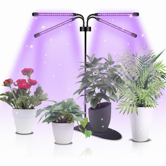  历史新低！JIRBEEY 80LEDs 4灯头 育苗神器 自动定时 LED植物培育生长灯5折 18.99加元包邮！