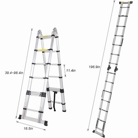  Soges 16.5英尺 双模式 多用途 轻质铝合金伸缩梯7.9折 149.99加元限量特卖并包邮！