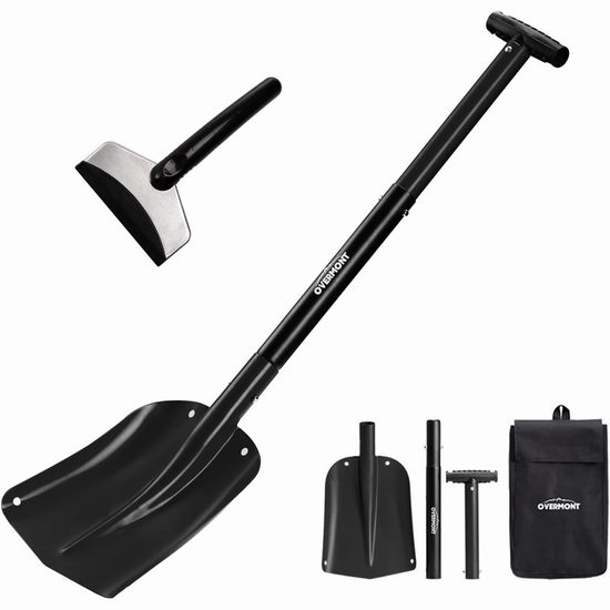  Overmont 便携式雪铲+挡风玻璃除冰铲套装 31.99加元（原价 39.99加元）