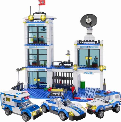  WishaLife 城市警察局建筑+警车积木玩具 43.99加元（原价 58.99加元）