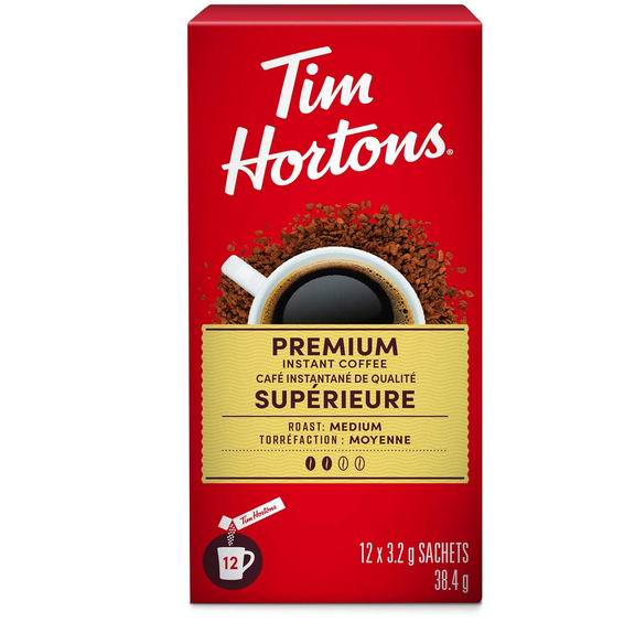  Tim Hortons 优质速溶中度咖啡12袋 5.69加元