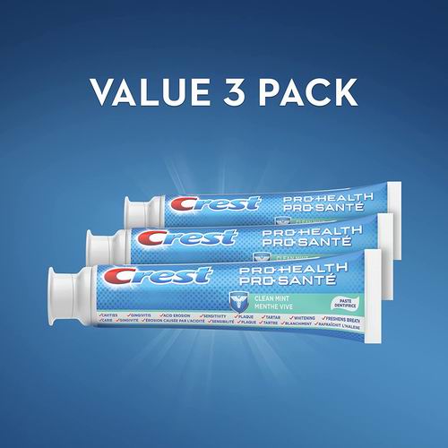  Crest 佳洁士 Pro-Health 清洁薄荷牙膏130毫升 ×3支装 6.62加元（原价 8.97加元）