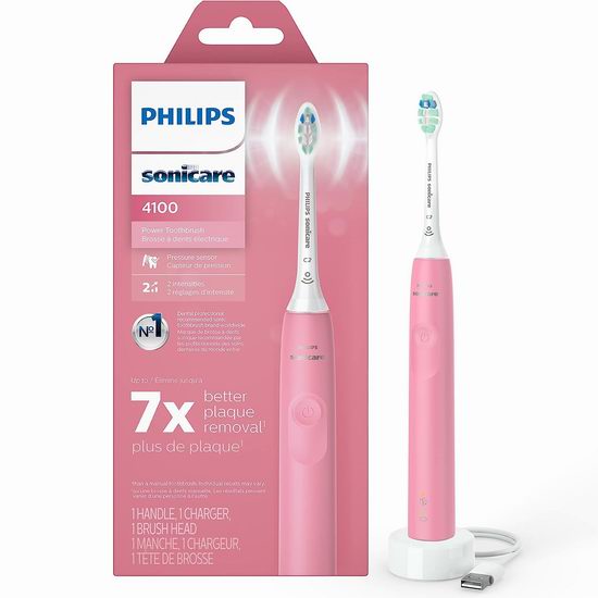  Philips 飞利浦 Sonicare 4100 HX3689/21 声波震动电动牙刷7.6折 64.95加元包邮！8色可选！