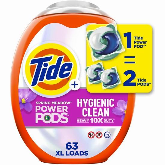  Tide Hygienic Clean PODS 汰渍 10X深度清洁洗衣球（63粒）6折 19.76加元！