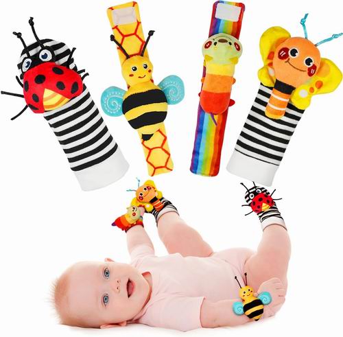  Infinno 婴儿花园昆虫系列手腕拨浪鼓+袜子探脚器套装 15.99加元（原价 27.99加元）