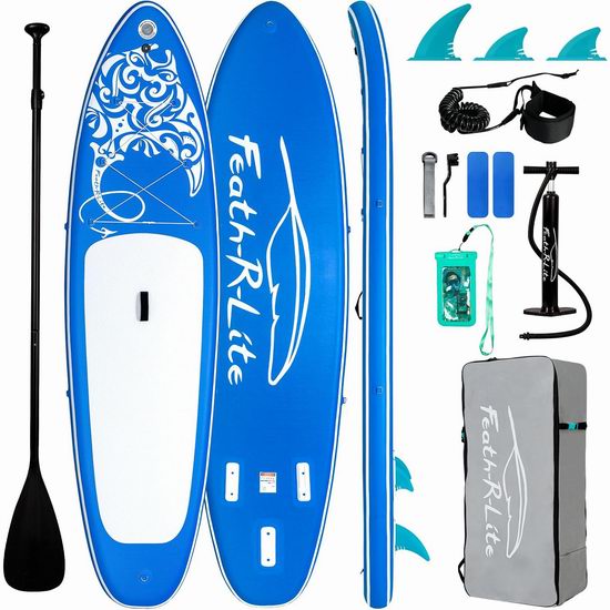  逆季囤货！Feath-R-Lite 军用级超轻PVC 10.5英尺 SUP充气站立式桨板5折 149.96加元包邮！包含充气泵！