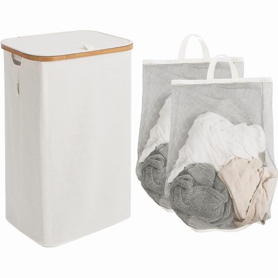  历史新低！StorageWorks 100升 超大可折叠洗衣篮5折 20.99加元包邮！配备2个内网袋！