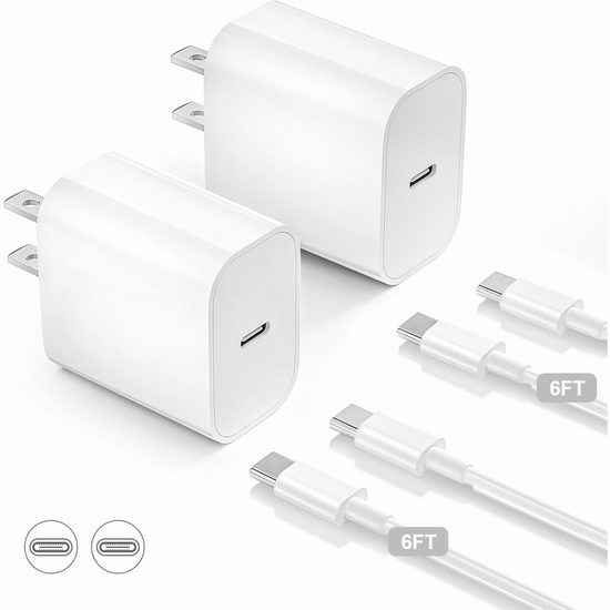  历史新低！HYDOOD 20W USB C 快速充电器+数据线2套装4.2折 10.49加元！单套仅5.24加元！