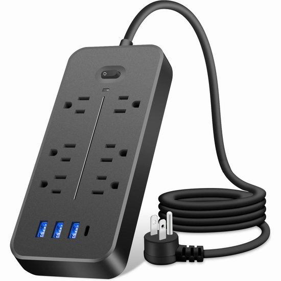  历史新低！THIRDREALIT 浪涌保护 6插座 + 4 USB充电 插线板 9.99加元！