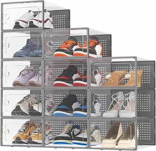  Goxeon 可堆叠透明塑料鞋收纳盒12件套 42.99加元（原价 59.99加元）
