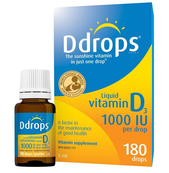  Ddrops 成人维生素D3滴剂 1000IU 180滴 9.47加元（原价 10.5加元）