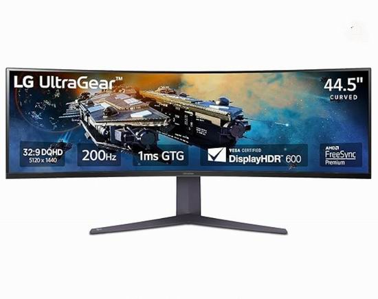  史低价！LG Ultragear™ DQHD  200Hz  IPS 1ms 45 英寸曲面屏游戏显示器  799.99加元（原价 1099.99加元）