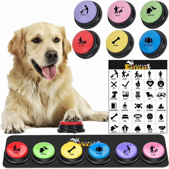  历史新低！ESYELEC 可录音 宠物交流 狗狗说话按钮6-8件套5折 19.49-23.49加元包邮！