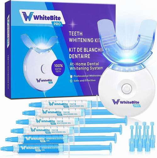  在家安全美白牙齿！Whitebite Pro 牙齿美白7件套 带LED 灯 26.59加元（原价 49.99加元）