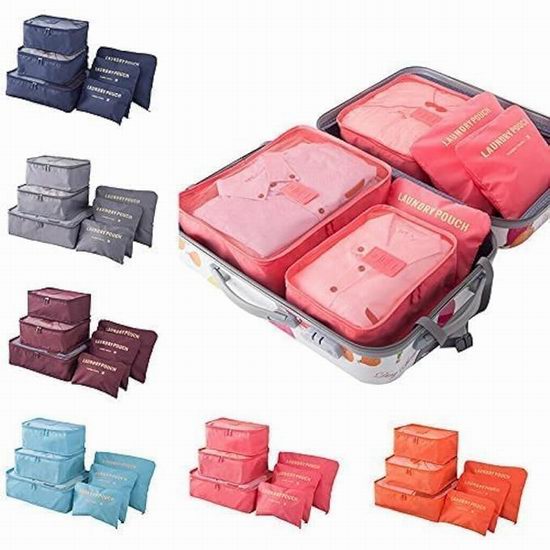  白菜价！历史新低！OrgaWise 行李箱分类收纳整理袋6件套3.8折 9.99加元！3色可选！