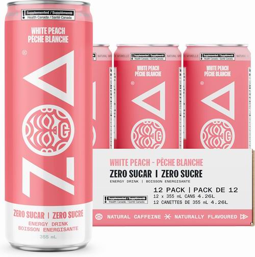  ZOA 白桃零糖能量饮料355毫升 × 12罐  18.19加元（原价 34.99加元）