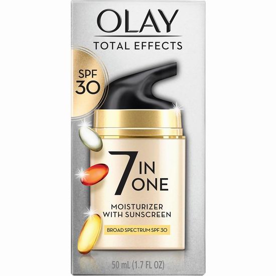  Olay 全效7合1抗衰老防晒 面部保湿霜SPF 30（50毫升） 21.82加元（Shoppers同款售价 34.99加元）