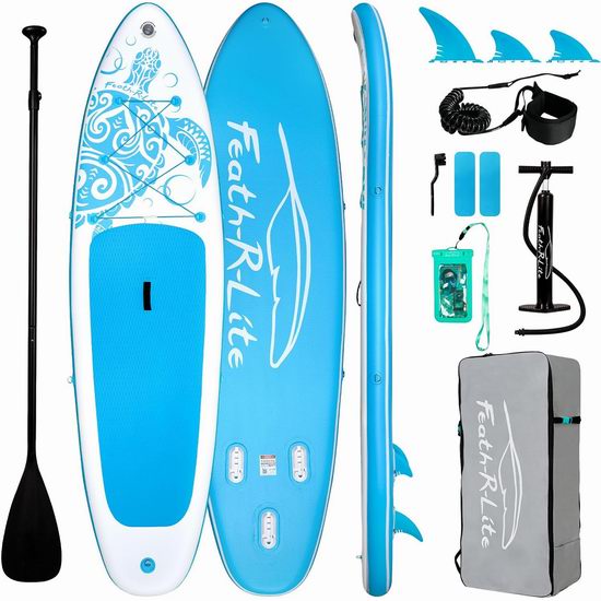  Feath-R-Lite 军用级超轻PVC 10.5英尺 SUP充气站立式桨板4.6折 139.96加元包邮！包含充气泵！