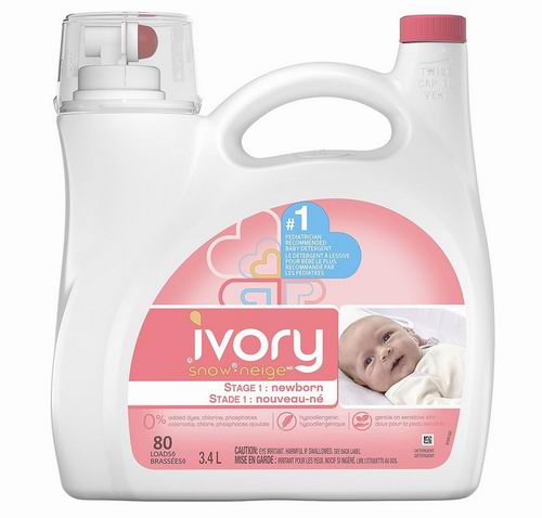  低过敏性且专为婴儿配制！Ivory Snow Stage 1 新生儿低过敏性洗衣液3.4升 18.97加元（原价 25.99加元）