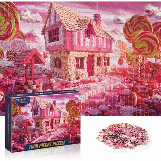  历史新低！TaroKitc 27 x 20英寸 粉色糖果屋 亲子游戏 益智拼图（1000pcs）4.7折 9.99加元包邮！免税！会员专享！