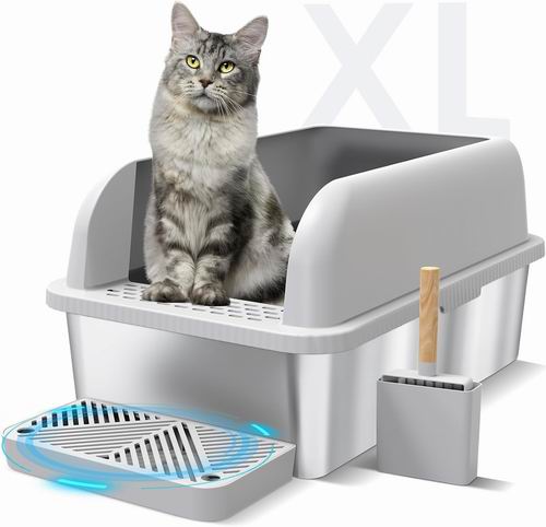  史低价！Suzzipaws 封闭式不锈钢猫砂盒 带盖 75.49加元（原价 139.99加元）+包邮