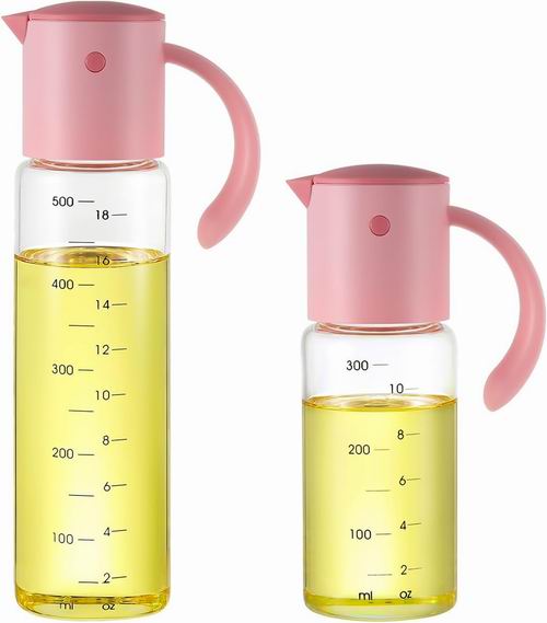 补货！红点奖得主！Vucchini 粉色 自动翻盖玻璃 防滴油分配器瓶2件套 9.99加元