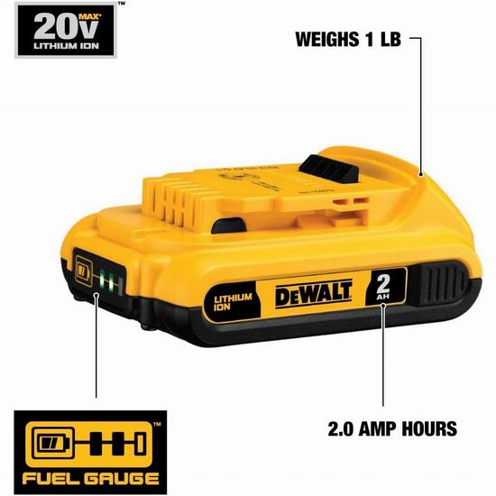  DEWALT 得伟 DCB203-2 20伏 Max 紧凑型XR锂电池5折 59.89加元包邮！