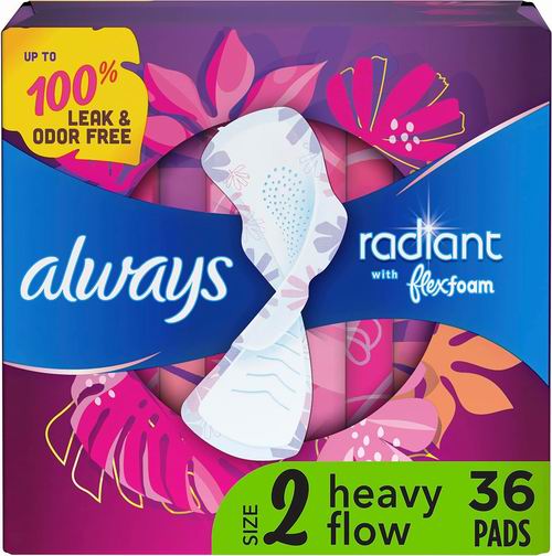  Always Radiant  FlexFoam 护垫36片 带护翼 （2号）8.42加元（原价 14.99加元）