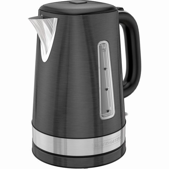  历史最低价！BLACK + DECKER 1.7升黑色不锈钢电热水壶6.4折 34加元！