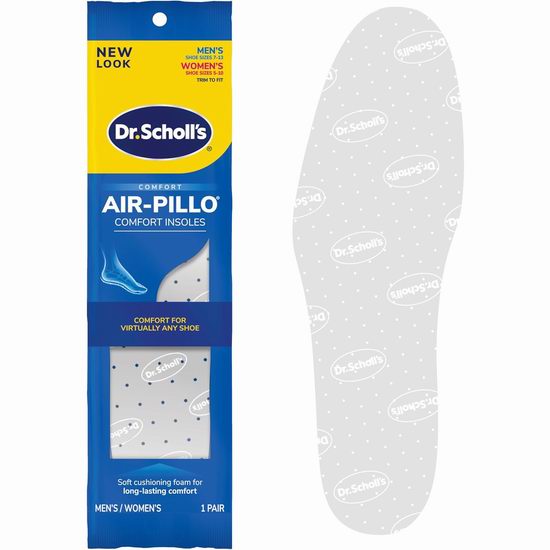  历史新低！Dr. Scholl AIR-PILLO 超柔软双层缓震鞋垫5折 4.29加元！