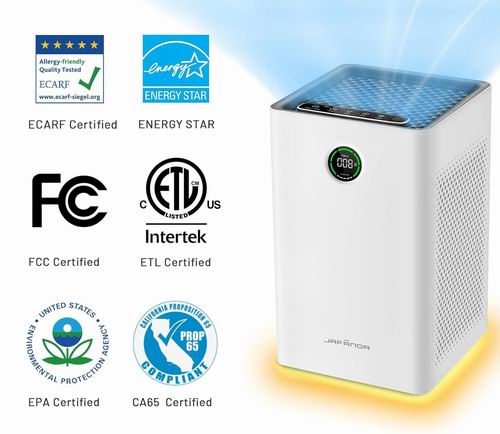  Jafanda HEPA PM2.5监测 空气净化器 105.32加元（原价  189.99加元）！净化面积高达1190平方英尺！
