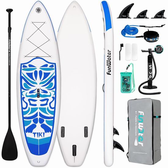  白菜价！FunWater 军用级超轻PVC 10.6英尺 SUP充气站立式桨板3.5折 141.74加元包邮！送价值39.9加元防水包2件！