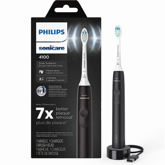  历史新低！Philips 飞利浦 Sonicare 4100 HX3681/23 声波震动电动牙刷5.8折 49.46加元包邮！2色可选！