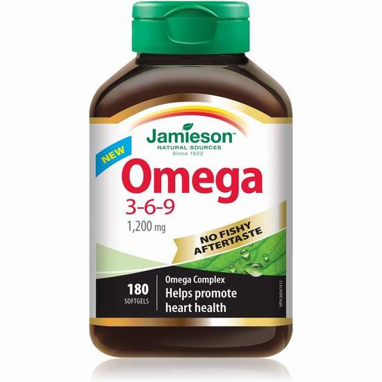  Jamieson NFA Omega 3-6-9 健美生 深海鱼油（180粒）4.2折 13.84加元！