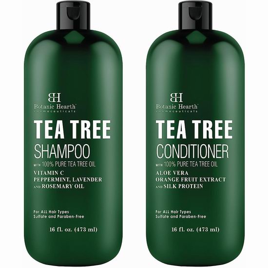  Botanic Hearth 茶树油滋养护发 洗发水+护发素套装（473+473ml）4.5折 22.6加元！