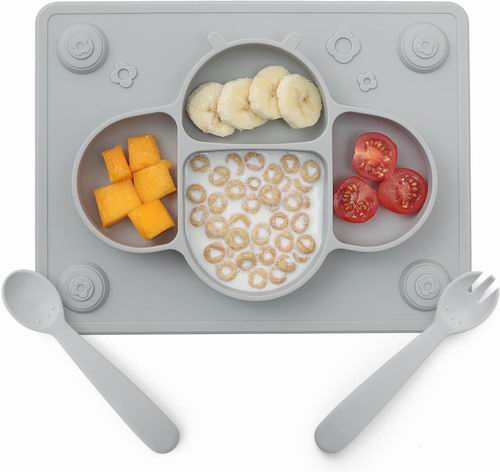  ROCCED 婴儿硅胶餐盘+勺叉套装  带吸盘  13.49加元（原价 14.99加元）！多色可选