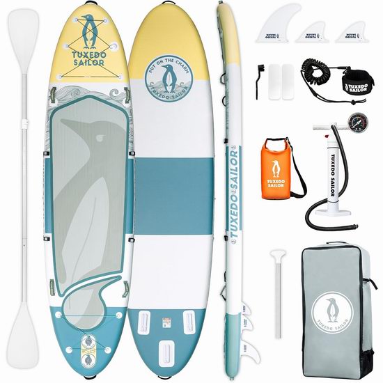  历史新低！Tuxedo Sailor 13英尺巨型 军用级超轻PVC SUP充气站立式桨板4.8折 188.59加元包邮！